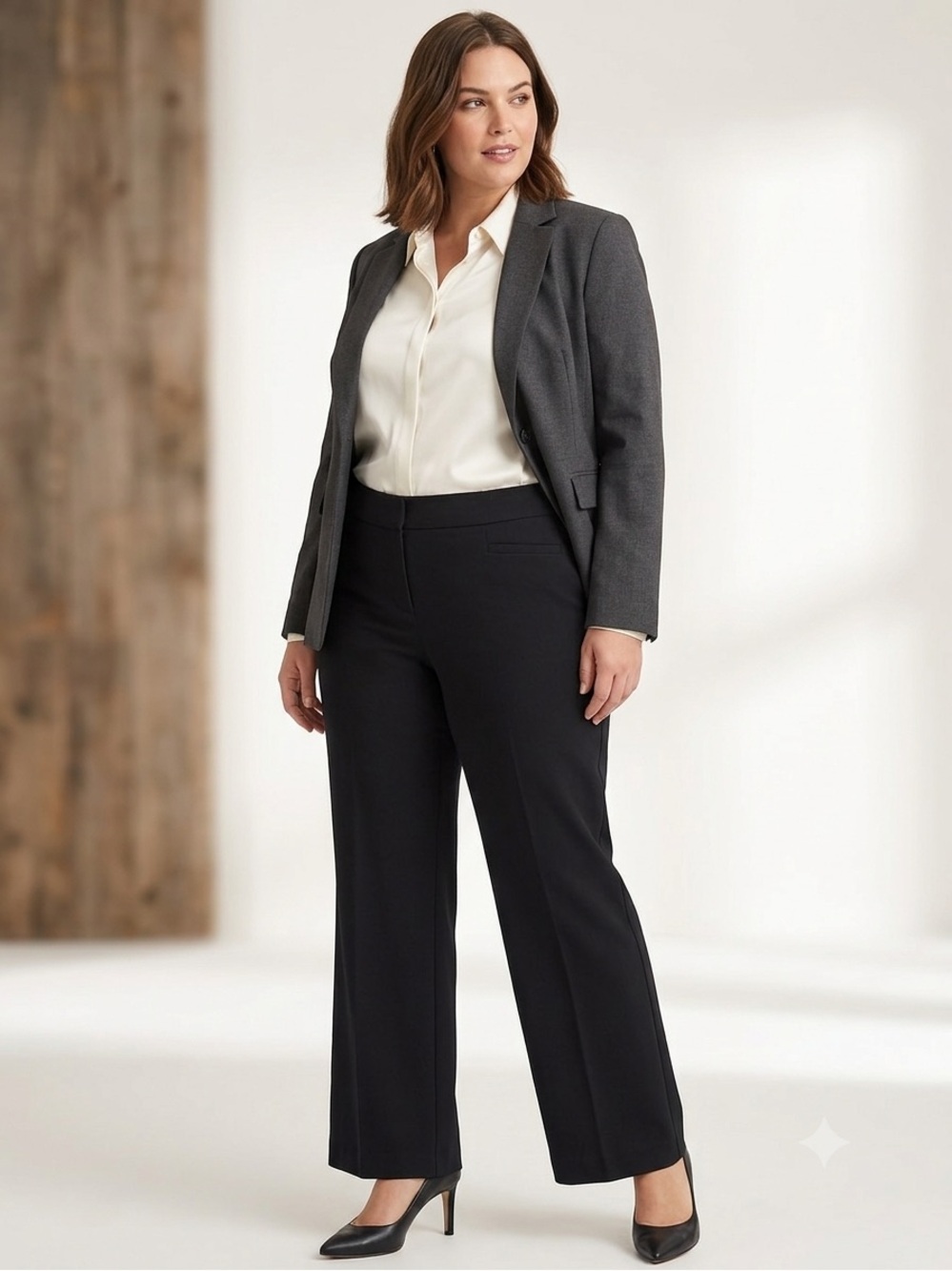 Up! Women's Pull On Straight Leg Dress Pants - Black SIZE 14